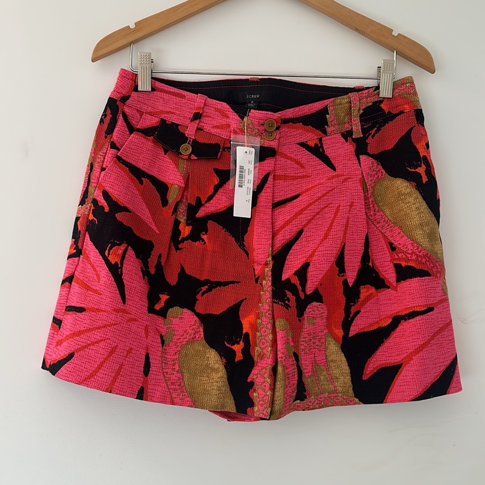 NWT J.Crew Pleated Shorts in Palm Print - Picture 2 of 5